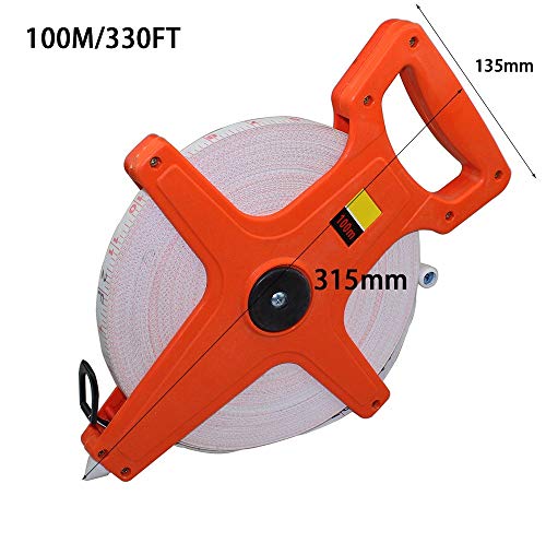 Open Reel Fiberglass Tape Measure Inch Metric Scale,330 Feet, 100 Meter,Construction Projects Handyman Landscaping (100 Meter)