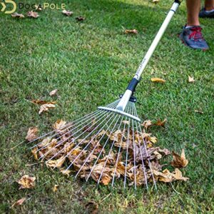 DocaPole Roof Rake Extension Pole Attachment - Adjustable Roof Rake Attachment for Cleaning Leaves, Sticks and Debris - Standard Acme Threading - Dual-Use Yard Rake for Lawn (Pole Sold Separately)