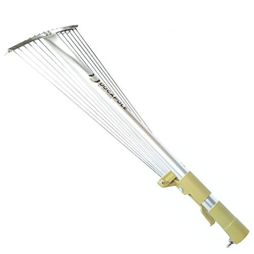 DocaPole Roof Rake Extension Pole Attachment - Adjustable Roof Rake Attachment for Cleaning Leaves, Sticks and Debris - Standard Acme Threading - Dual-Use Yard Rake for Lawn (Pole Sold Separately)