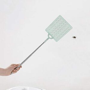 Aracoware 2 PCS Large Extendable Fly Swatter Flyswatter PE Plastic Head Telescopic Stainless Steel Handle Fly Flapper Strong Flexible Manual Swat Set for Spiders Mosquito Insects Bugs