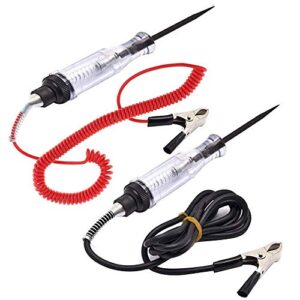 tunan 2 pcs 6-12-24v dc car circuit tester light, professional auto voltage continuity test, automotive electrical volt test light/long probe for wire/fuse/socket and more - 2 types