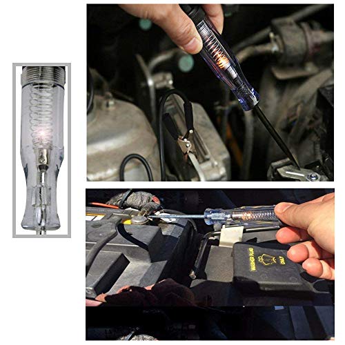 TuNan 2 Pcs 6-12-24V DC Car Circuit Tester Light, Professional Auto Voltage Continuity Test, Automotive Electrical Volt Test Light/Long Probe for Wire/Fuse/Socket and More - 2 Types