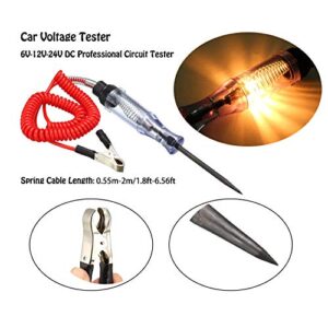 TuNan 2 Pcs 6-12-24V DC Car Circuit Tester Light, Professional Auto Voltage Continuity Test, Automotive Electrical Volt Test Light/Long Probe for Wire/Fuse/Socket and More - 2 Types