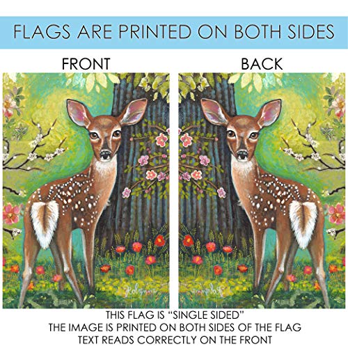 Toland Home Garden 1012487 Whitetail Trail Deer Flag 28x40 Inch Double Sided for Outdoor Fawn House Yard Decoration