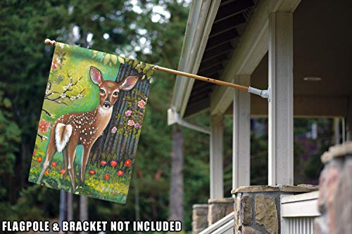 Toland Home Garden 1012487 Whitetail Trail Deer Flag 28x40 Inch Double Sided for Outdoor Fawn House Yard Decoration