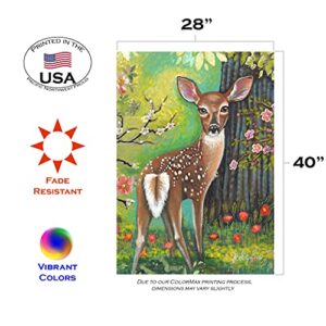 Toland Home Garden 1012487 Whitetail Trail Deer Flag 28x40 Inch Double Sided for Outdoor Fawn House Yard Decoration