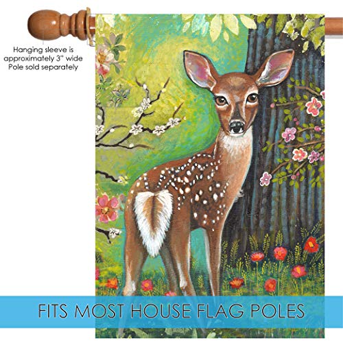 Toland Home Garden 1012487 Whitetail Trail Deer Flag 28x40 Inch Double Sided for Outdoor Fawn House Yard Decoration