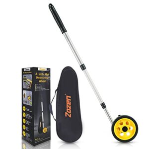 zozen measuring wheel, 4-inch measure wheel - scalable length, measuring wheel in feet and inches, [up to 10,000ft] walking measuring wheel with carrying bag.