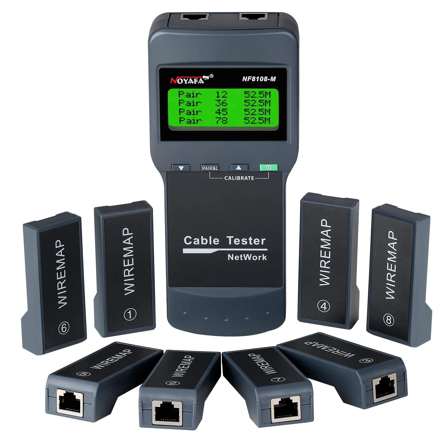 Network Cable Tester - NOYAFA Cable Wire Fault Finder for RJ45 Cat5, Cat6, 5e, 6e Measure Length, Locate The Breakage Point, Check Wiring Error with 8 Far-end Passive Test Jacks