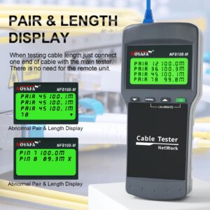 Network Cable Tester - NOYAFA Cable Wire Fault Finder for RJ45 Cat5, Cat6, 5e, 6e Measure Length, Locate The Breakage Point, Check Wiring Error with 8 Far-end Passive Test Jacks