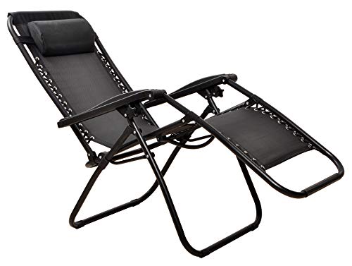 BalanceFrom Adjustable Zero Gravity Lounge Chair Recliners for Patio, Pool with Cup Holder (Black)