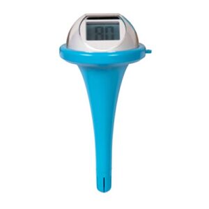 game solar digital pool & spa floating thermometer, solar powered, fahrenheit & celsius, double-sided display, lcd screen, blue