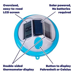 GAME Solar Digital Pool & Spa Floating Thermometer, Solar Powered, Fahrenheit & Celsius, Double-Sided Display, LCD Screen, Blue