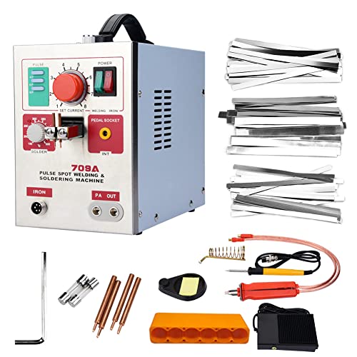 AC 110V US Plug 709A 3.2kW Spot Welder Welding Equipment and Soldering Pen DIY 18650 Lithium Battery Welding Machine, Nickle Plated Sheet, Welding Needle, Fuse(US Plug 110V)