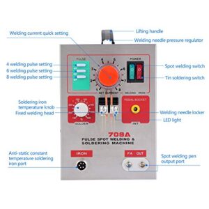 AC 110V US Plug 709A 3.2kW Spot Welder Welding Equipment and Soldering Pen DIY 18650 Lithium Battery Welding Machine, Nickle Plated Sheet, Welding Needle, Fuse(US Plug 110V)