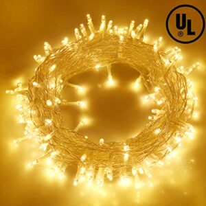 Blingstar Christmas Lights 33ft 100 LED String Lights 30V Plug in Fairy Lights Waterproof 8 Modes Warm White Fairy String Lights for Indoor Outdoor Bedroom Wedding Party Patio Christmas Tree