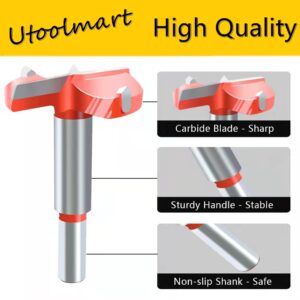 Utoolmart Forstner Drill Bits, 20mm Cemented Carbide Wood Cutter Tool, Round Shank Woodworking Hole Saw Cutter, 85mm Length Woodworking Hole Boring Bit, Orange, 1 Pcs