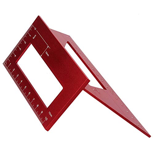 45/90 Degree Layout Miter Gauge, Aluminum Alloy Saddle Layout Square Gauge Saddle Square Woodworking Tool for Woodworking Industrial Carpenter(Red)