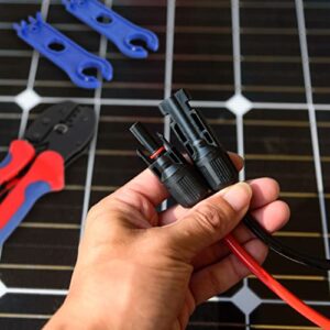 Houseables Solar Crimping Tool, 4mm Wire Connectors for Solar Panels, 51 PCS, for 2.5-6.0mm², 26-10 AWG, Wire Tools, Crimp Kit, Crimper, Cabling, Panel, Spanner Pair, 12 Pairs Connector, Carrier