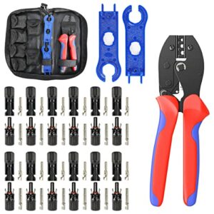 houseables solar crimping tool, 4mm wire connectors for solar panels, 51 pcs, for 2.5-6.0mm², 26-10 awg, wire tools, crimp kit, crimper, cabling, panel, spanner pair, 12 pairs connector, carrier