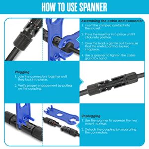 Houseables Solar Crimping Tool, 4mm Wire Connectors for Solar Panels, 51 PCS, for 2.5-6.0mm², 26-10 AWG, Wire Tools, Crimp Kit, Crimper, Cabling, Panel, Spanner Pair, 12 Pairs Connector, Carrier