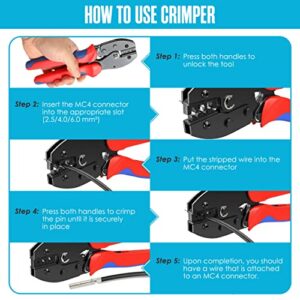 Houseables Solar Crimping Tool, 4mm Wire Connectors for Solar Panels, 51 PCS, for 2.5-6.0mm², 26-10 AWG, Wire Tools, Crimp Kit, Crimper, Cabling, Panel, Spanner Pair, 12 Pairs Connector, Carrier