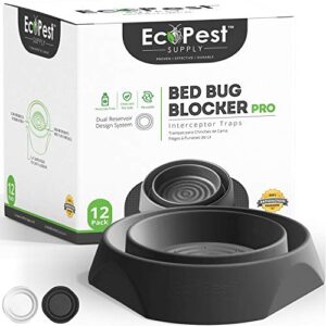 bed bug interceptors – 12 pack | bed bug blocker (pro) interceptor traps | insect trap, monitor, and detector for bed legs (black)