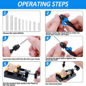 37 Pieces Hand Drill Tool Set, Pin Vise Hand Drill, Miniature Drill Mini Twist Drill Bit, Bench Vice for Craft Carving Resin DIY Jewelry Making(0.3-1.2 mm PCB Drill)