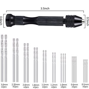 37 Pieces Hand Drill Tool Set, Pin Vise Hand Drill, Miniature Drill Mini Twist Drill Bit, Bench Vice for Craft Carving Resin DIY Jewelry Making(0.3-1.2 mm PCB Drill)