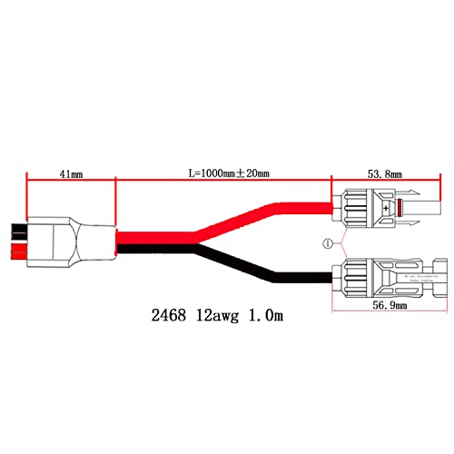 LIXINTIAN Solar Panel Cable Kits, 12AWG for Suaoki, Renogy Solar Generator Portable Powerstation-1 m/3.28ft