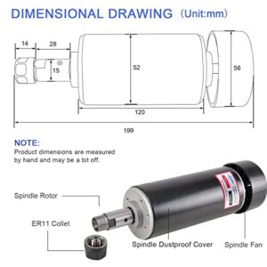 Daedalus CNC Spindle Motor Kit, 500w, ER11, Brushed