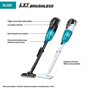 Makita XLC03ZWX4 18V LXT Lithium-Ion Brushless Cordless Vacuum, Trigger W/Lock, Tool Only, White