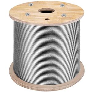 mophorn stainless steel cable railing 1/8"x 1000ft, wire rope 316 marine grade, braided aircraft cable 1x19 strands construction for deck,rail,balusters,stair,handrail,porch,fence