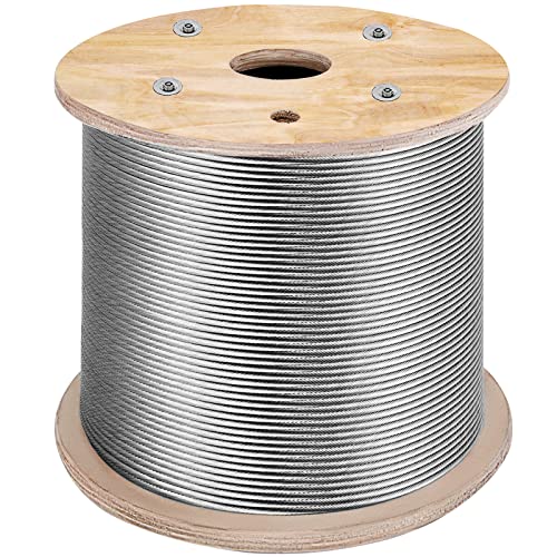 Mophorn Stainless Steel Cable Railing 1/8"x 1000ft, Wire Rope 316 Marine Grade, Braided Aircraft Cable 1x19 Strands Construction for Deck,Rail,Balusters,Stair,Handrail,Porch,Fence