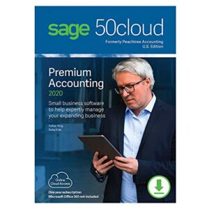 sage 50cloud premium accounting 2020 u.s. 2-user one year subscription [pc download]
