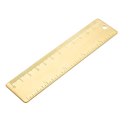 uxcell Straight Brass Ruler 120mm 4 Inches Metric Measurement Tool Drawing Measuring Ruler 1mm Thickness