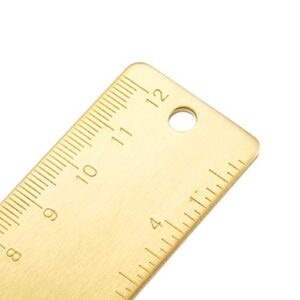uxcell Straight Brass Ruler 120mm 4 Inches Metric Measurement Tool Drawing Measuring Ruler 1mm Thickness