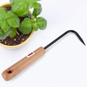 KSTEE Bonsai Root Hook, Bonsai Hook Sturdy Manganese Steel Bonsai Root Hook with Comfortable Wooden Handle Gardening Tools Garden Wooden Handle Bonsai Hook