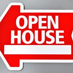 Open House Sign Kit (5pack) Die Cut Arrow Shape Heavy Duty Stands, Durable Corrugated Coroplast, UV Colorfast Red, Unconditional Guarantee, Real Estate Agent Supplies, 5-18x24 Signs and 5 Stands