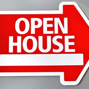 Open House Sign Kit (5pack) Die Cut Arrow Shape Heavy Duty Stands, Durable Corrugated Coroplast, UV Colorfast Red, Unconditional Guarantee, Real Estate Agent Supplies, 5-18x24 Signs and 5 Stands