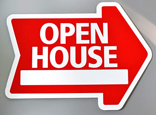 Open House Sign Kit (5pack) Die Cut Arrow Shape Heavy Duty Stands, Durable Corrugated Coroplast, UV Colorfast Red, Unconditional Guarantee, Real Estate Agent Supplies, 5-18x24 Signs and 5 Stands