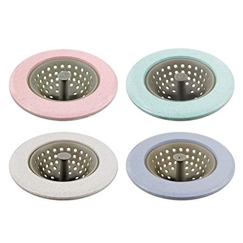 BNYZWOT Kitchen Silicone Sink Strainer Garbage Disposal Strainer Sink Drain Catcher Plug Drain Cover Kitchen Sink Basket for Kitchen Sinks Silicone Beige Pink Blue Green 4 Pack