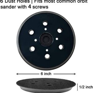 6 Inch 6 Hole Replacement Sander Pad for Ridgid R2611 Random Orbit Sander- 6” Hook and Loop Sanding Pad for Power Sander