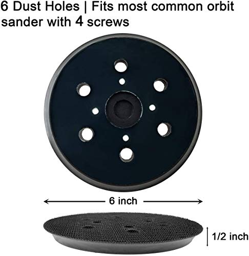 6 Inch 6 Hole Replacement Sander Pad for Ridgid R2611 Random Orbit Sander- 6” Hook and Loop Sanding Pad for Power Sander