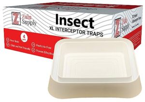 zulu supply xl bed bug interceptors, traps, 4 pack, white, extra large, bedbug monitor, insect detector for bed legs or furniture