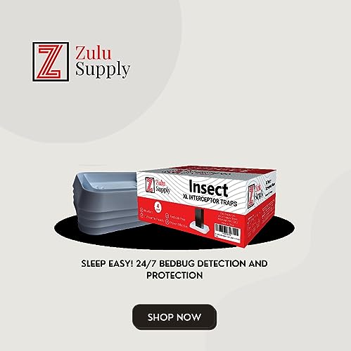 Zulu Supply XL Bed Bug Interceptors, Traps, 4 Pack, White, Extra Large, Bedbug Monitor, Insect Detector for Bed Legs or Furniture