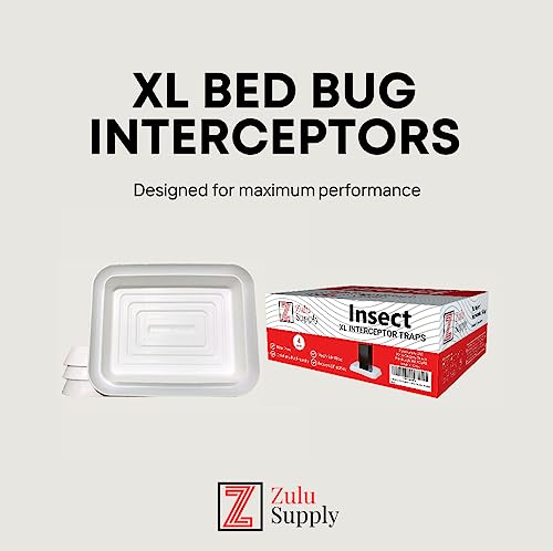 Zulu Supply XL Bed Bug Interceptors, Traps, 4 Pack, White, Extra Large, Bedbug Monitor, Insect Detector for Bed Legs or Furniture