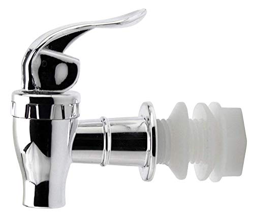 AquaNation BPA Free Replacement Cooler Faucet Water Bottle Jug Ceramic Water Crock Reusable Spigot Spout Water Beverage Lever Pour Dispenser Valve Gravity Water Tap - Chrome (1)