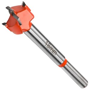 toolmart carbide forstner drill bit, 18mm round shank woodworking hole saw cutter, 85mm length woodworking hole boring bit (orange)