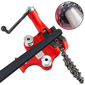 Mophorn Screw Bench Chain Vise 1/8 to 5-Inch Pipe Capacity, Heavy Duty Bench Chain Pipe Vise with Crank Handle, Neoprene-Coated Jaw, Cast Iron Material Ideal for a Variety of Pipes